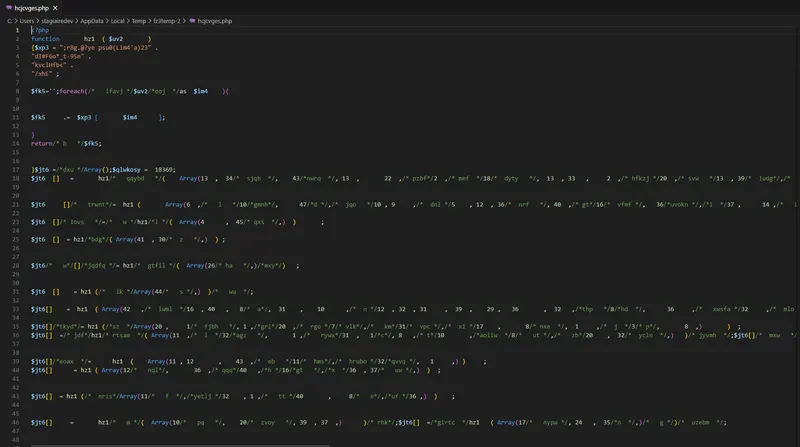 Exemple de code obfusqué avec encodage en base64