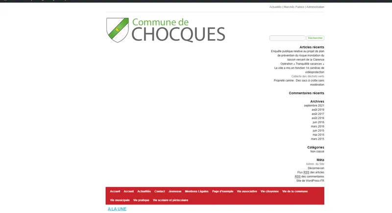 Aperçu du site après l'attaque, interface dégradée maintenue par le cache