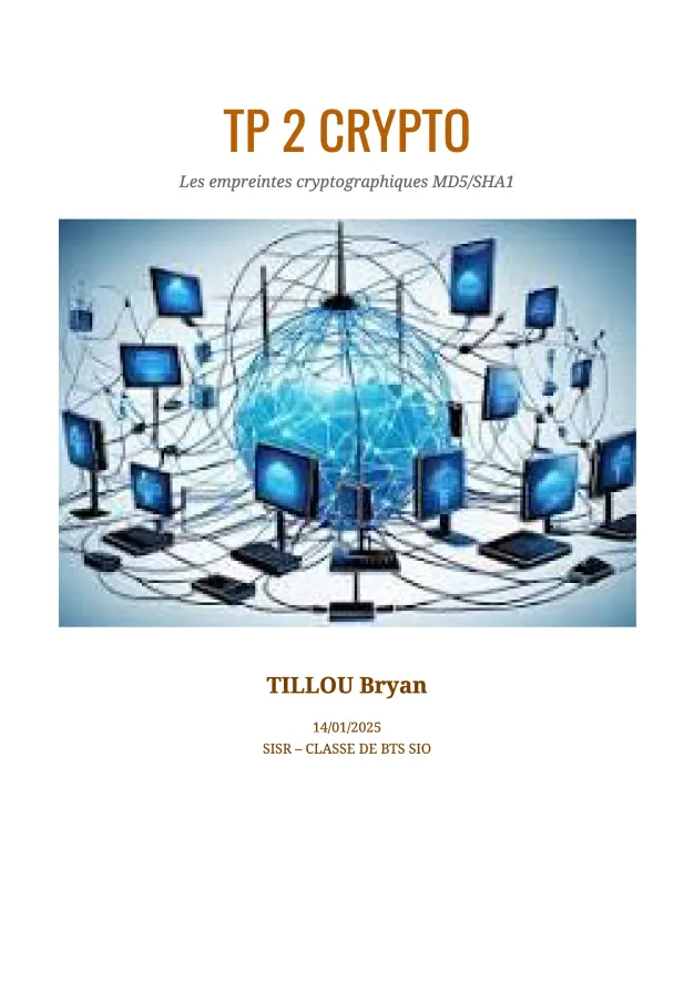 Page de garde du compte rendu : Cryptographie