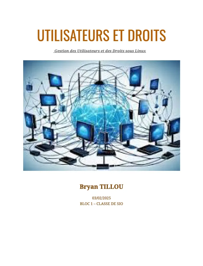 Page de garde du compte rendu : Utilisateurs et droits